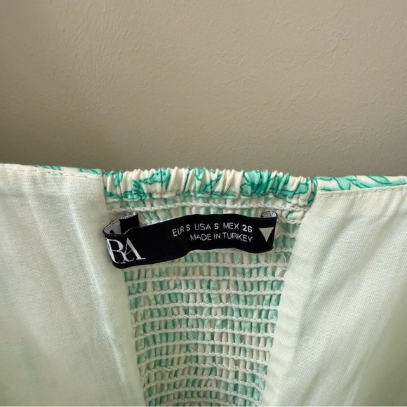 ZARA POPLIN CORSET GREEN FLORAL top size Small - Picture 6 of 7